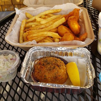 Gardner's Wharf Seafood - 5 piece shrimp with French fries and coleslaw, bowl of lobster bisque, and a gourmet stuffie. - Seafood Markets Near Me - Wickford, Rhode Island