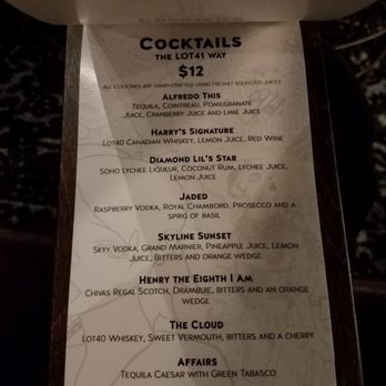 LOT 41 - Menu - Lounges Near Me - Toronto, Ontario