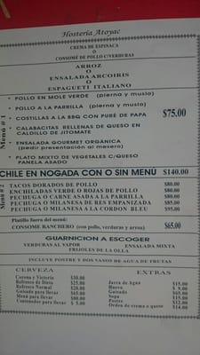 Menu photo 3 Hostería Atoyac México, D.F., DIF