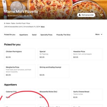 Mama Mia's Pizzeria - Price of wings as the order was placed and paid for... before they called and told me the price had increased nearly 70% - Pizza Near Me - Ormond Beach, Florida
