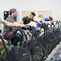 Crossfit Fireside - Athletes working hard on our 12 Assault Bikes!