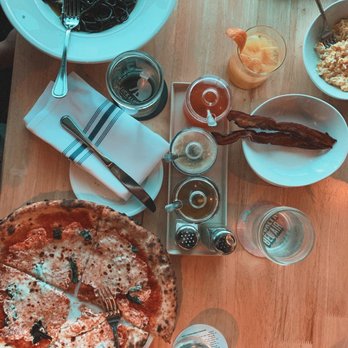 Pastaria - Margherita pizza, Toasted spaghetti and clams & scrambled eggs & bacon - Italian Near Me - Nashville, Tennessee Pastaria - Margherita pizza, Toasted spaghetti and clams & scrambled eggs & bacon - Italian Near Me - Nashville, Tennessee
