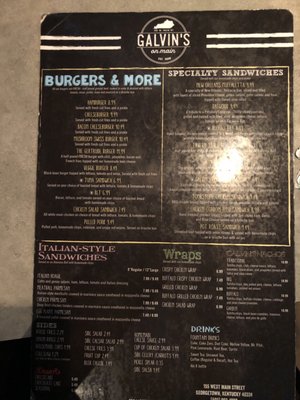 Menu photo 4 Galvin's Georgetown, KY