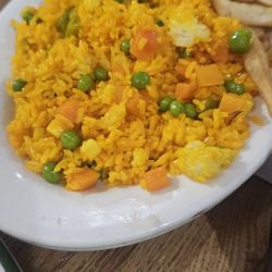 Yellow rice, fries