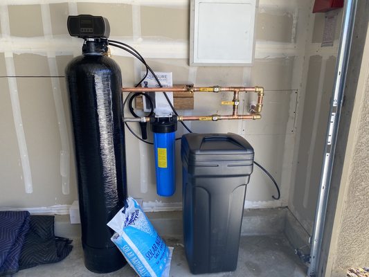 Water softener installation - Garage installation of water softener Water softener installation - Garage installation of water softener