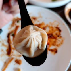 Crab and pork soup dumpling. Ignore the messy plate. Thanks.