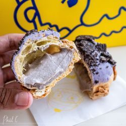 Beard Papa’s - Purple Ube Oreo Cream Puff with cookies and cream filling
