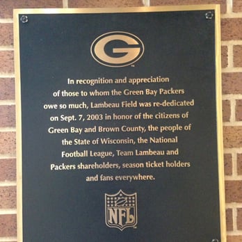 Lambeau Field - Dedication plaque - Stadiums & Arenas Near Me - Green Bay, Wisconsin Lambeau Field - Dedication plaque - Stadiums & Arenas Near Me - Green Bay, Wisconsin