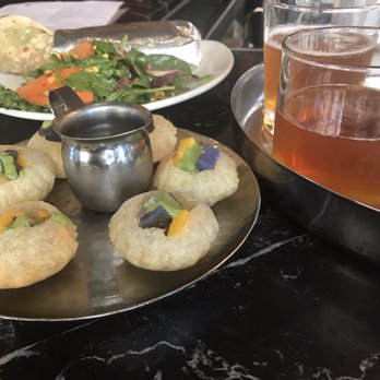 Pondicheri - Pani poori, Tikka paneer wrap on amazing naan and local beer flight - Indian Near Me - Houston, Texas Pondicheri - Pani poori, Tikka paneer wrap on amazing naan and local beer flight - Indian Near Me - Houston, Texas