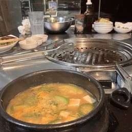 Soy bean paste soup that they brought at the end when I reminded them