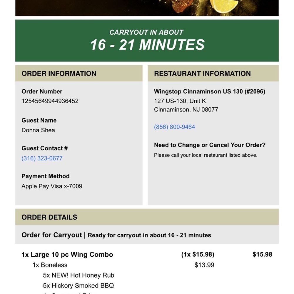 Order number, when it will be ready, and my order Order number, when it will be ready, and my order
