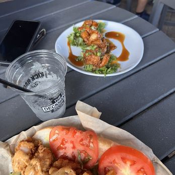 The Deckhand Social - Honey garlic chicken and a shrimp po'boy - New American Near Me - Panama City Beach, Florida