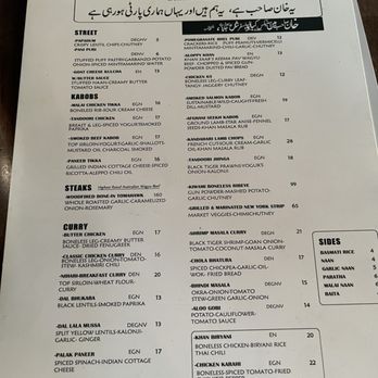 Khan Saab Desi Craft Kitchen - Menu for drinks falsa juice is best - Pakistani Near Me - Fullerton, California