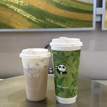 TeaByDo - Left: Oolong Milk Tea With Soybean Cheese Foam; Right: Jasmine Tea Latte - Bubble Tea Near Me - Irvine, California TeaByDo - Left: Oolong Milk Tea With Soybean Cheese Foam; Right: Jasmine Tea Latte - Bubble Tea Near Me - Irvine, California