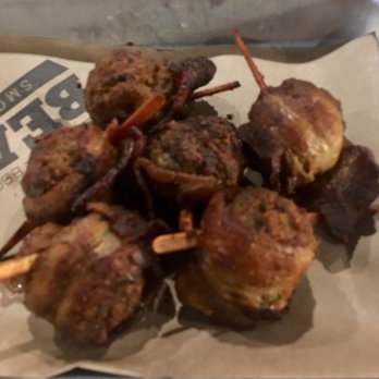 Bear's Smokehouse - Boink balls meatballs wrapped in bacon - Barbeque Near Me - New Haven, Connecticut Bear's Smokehouse - Boink balls meatballs wrapped in bacon - Barbeque Near Me - New Haven, Connecticut