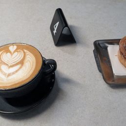Lavender latte and cinnamon roll Lavender latte and cinnamon roll