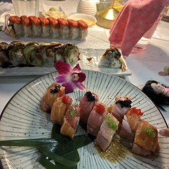 Fish Boon - Hot Lips Roll (back), Deluxe Eel Roll (middle), Padres Roll (front) - Japanese Near Me - Carlsbad, California Fish Boon - Hot Lips Roll (back), Deluxe Eel Roll (middle), Padres Roll (front) - Japanese Near Me - Carlsbad, California