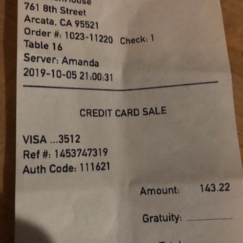 Salt  - The check-not bad... - Seafood Near Me - Arcata, California