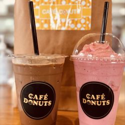 Cafe Donuts - Mocha Iced & Strawberry Banana Smoothie