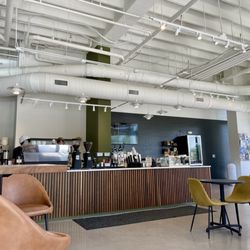 Grit Coffee - Inside / Interior of shop facing ordering counter - VERY spacious, open, clean & neat with comfy seating, tables to work, ample free parking