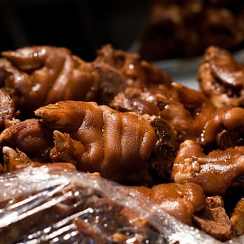 Golden Mall - pig feet on display - Food Court Near Me - Flushing, New York Golden Mall - pig feet on display - Food Court Near Me - Flushing, New York