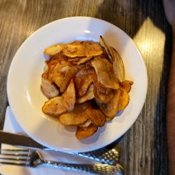 Pago's Pizzeria & Italian Cuisine - Potato chips (we didn't love these - not flavorful and a bit chewy(