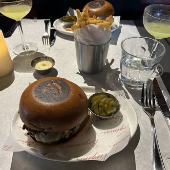 Virginia's - Burger, fries and melon drink with spicy rim added. - American Near Me - New York, New York Virginia's - Burger, fries and melon drink with spicy rim added. - American Near Me - New York, New York