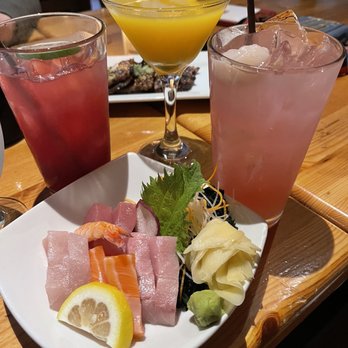 Umi Sake House - Mango something drink I forgot, then the pomegranate lemonade and lychee drink ( non-alcoholic) - Sushi Bars Near Me - Seattle, Washington Umi Sake House - Mango something drink I forgot, then the pomegranate lemonade and lychee drink ( non-alcoholic) - Sushi Bars Near Me - Seattle, Washington