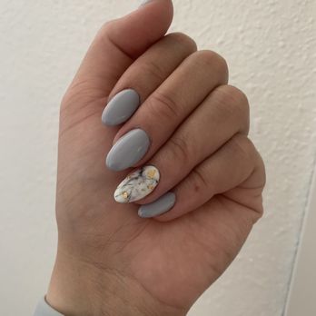 Garden Nails - Grey with marble design - Nail Salons Near Me - Kapolei, Hawaii