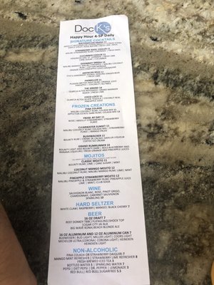 Menu photo 3 Dock's Pool Bar and Grille Clearwater, FL
