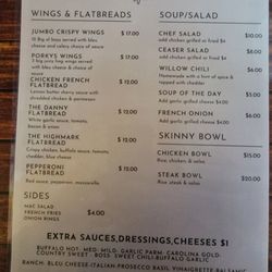 The Willow - New menu