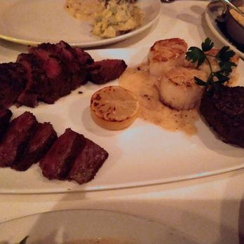 Del Frisco's Double Eagle Steakhouse - NY Strip (top left) and A5 Wagyu (bottom left); Scallops (top right) and Filet (bottom right) - Steakhouses Near Me - Fort Worth, Texas Del Frisco's Double Eagle Steakhouse - NY Strip (top left) and A5 Wagyu (bottom left); Scallops (top right) and Filet (bottom right) - Steakhouses Near Me - Fort Worth, Texas
