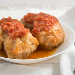 Soup & Sausage Bistro - Cabbage Rolls. Ground meat mixed with rice that wrapped in cabbage leaves.