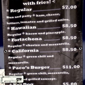 Paco's Tacos - Menu 2023.02 - Food Trucks Near Me - Las Cruces, New Mexico Paco's Tacos - Menu 2023.02 - Food Trucks Near Me - Las Cruces, New Mexico