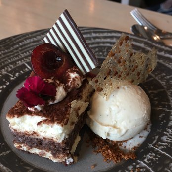 Miku - Shokai Kaiseki dessert: Black Forest tiramisu with white coffee ice cream. - Japanese Near Me - Vancouver, British Columbia Miku - Shokai Kaiseki dessert: Black Forest tiramisu with white coffee ice cream. - Japanese Near Me - Vancouver, British Columbia