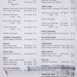 Fall River Grill - Wine list & prices