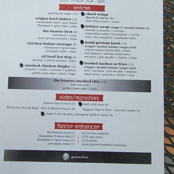 the baaree - a menu on a table - New American Near Me - Thiensville, Wisconsin