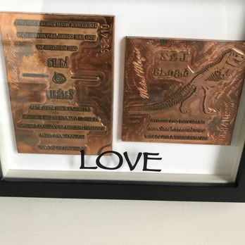 Katy Printers - The custom cut dies Matthew Ordered so he could gold emboss our invitations. So cool, I framed them too! - Office Equipment Near Me - Katy, Texas