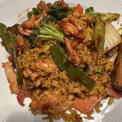 China Wok - Half of the portion of chicken and vegetables with pork fried rice