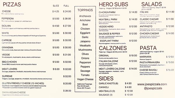 Menu photo 3 Joe's Pizza Studio City Studio City, CA
