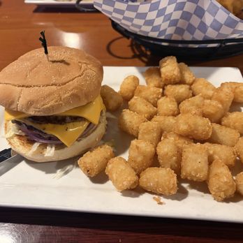 Hackers Bar and Grill - Regular burger with tots - Breakfast & Brunch Near Me - Gig Harbor, Washington Hackers Bar and Grill - Regular burger with tots - Breakfast & Brunch Near Me - Gig Harbor, Washington