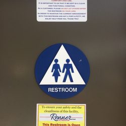 Renner Petroleum - Front door. The rules and business hours.