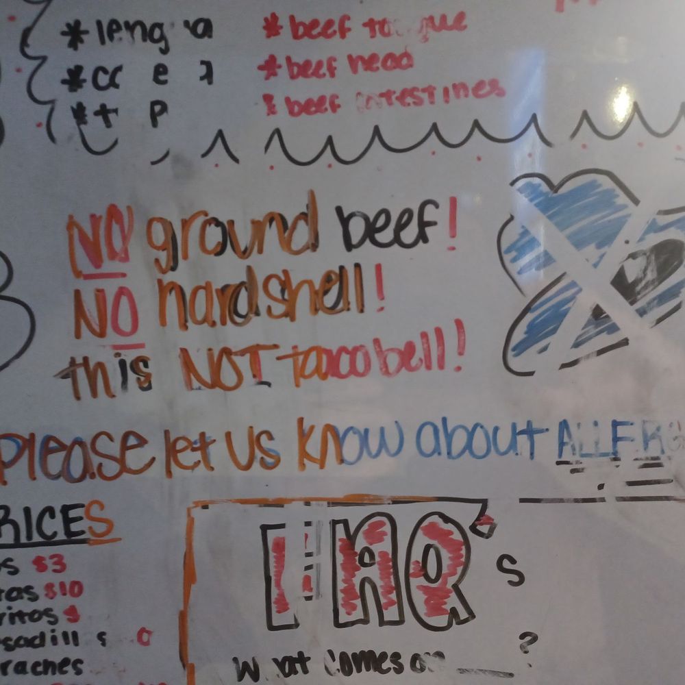 Taqueria Charros - a white board with writing on it - Food Trucks Near Me - Hoover, Alabama
