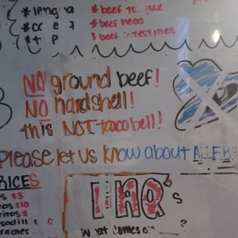 Taqueria Charros - a white board with writing on it - Food Trucks Near Me - Hoover, Alabama Taqueria Charros - a white board with writing on it - Food Trucks Near Me - Hoover, Alabama