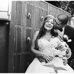 Vintage Gardens - Black and white portrait of bride and groom at Vintage Gardens. http://dawnkellyphotography.com/vintage-gardens-modesto-wedding-monique-migu