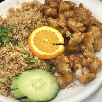 Asian Fusion & Bobaria - Orange Chicken with fried rice - Asian Fusion Near Me - Perris, California