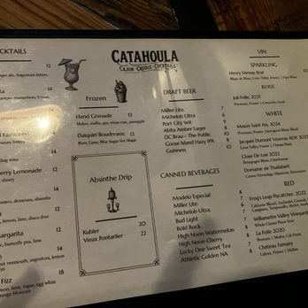Catahoula DC - Drinks menu - Cajun/Creole Near Me - Washington, DC, District of Columbia