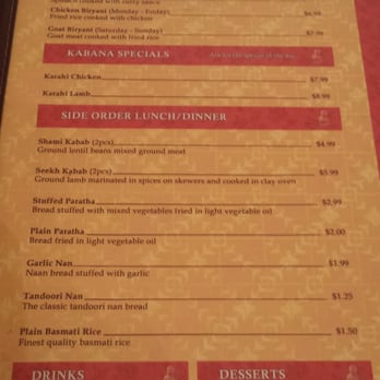 Kabana Restaurant - Menu Page 2 - Indian Near Me - Berkeley, California Kabana Restaurant - Menu Page 2 - Indian Near Me - Berkeley, California