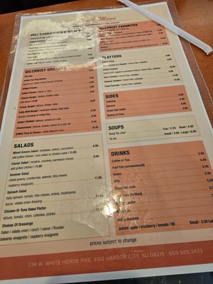 Menu photo 1 Gilchrist Offshore Restaurant Egg Harbor City, NJ Menu photo 1 Gilchrist Offshore Restaurant Egg Harbor City, NJ