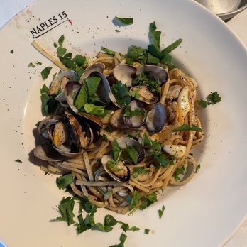 Naples 15 - Spaghetti Alla Vongole Veraci- missing cherry tomatoes and so much pepper almost hard to eat - Italian Near Me - Madison, Wisconsin